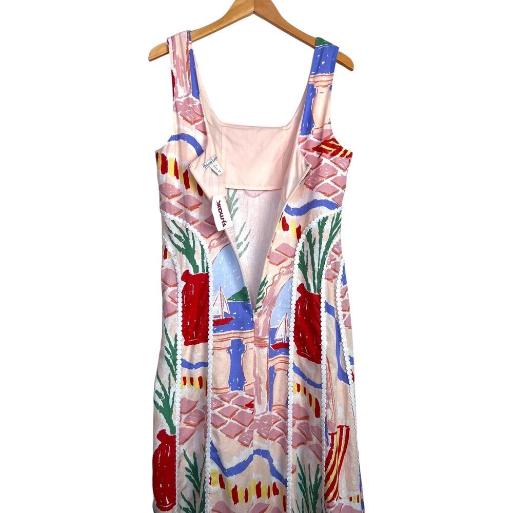 Christian Lacroix Midi Dress Cotton Blend Sleeveless Resort Peach Pink W's Large - Picture 7 of 15